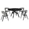 Armen Living Venus and Rowan 5 Piece Black Marble Round Dining Set SETVEDIBLK5B - alternate 1